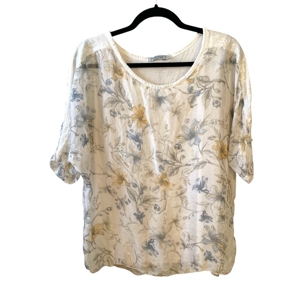 TENDENZE Italy Silk Blouse Floral Print M
